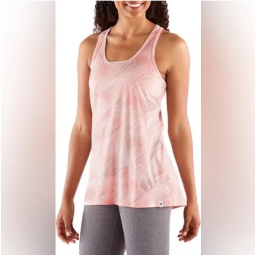 Smartwool Women’s Merino Wool Nylon 150 Pink Pattern Tank back cut-out hiking S